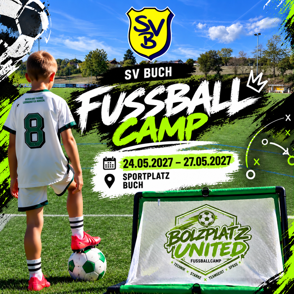 Plakat Fußballcamp SV Buch, 24.05.–27.05.2027, Sportplatz Buch