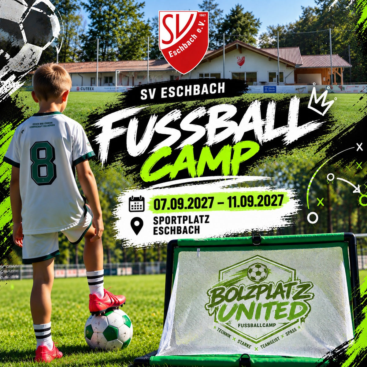 Plakat Fußballcamp SV Eschbach, 07.09.–11.09.2027, Sportplatz Eschbach
