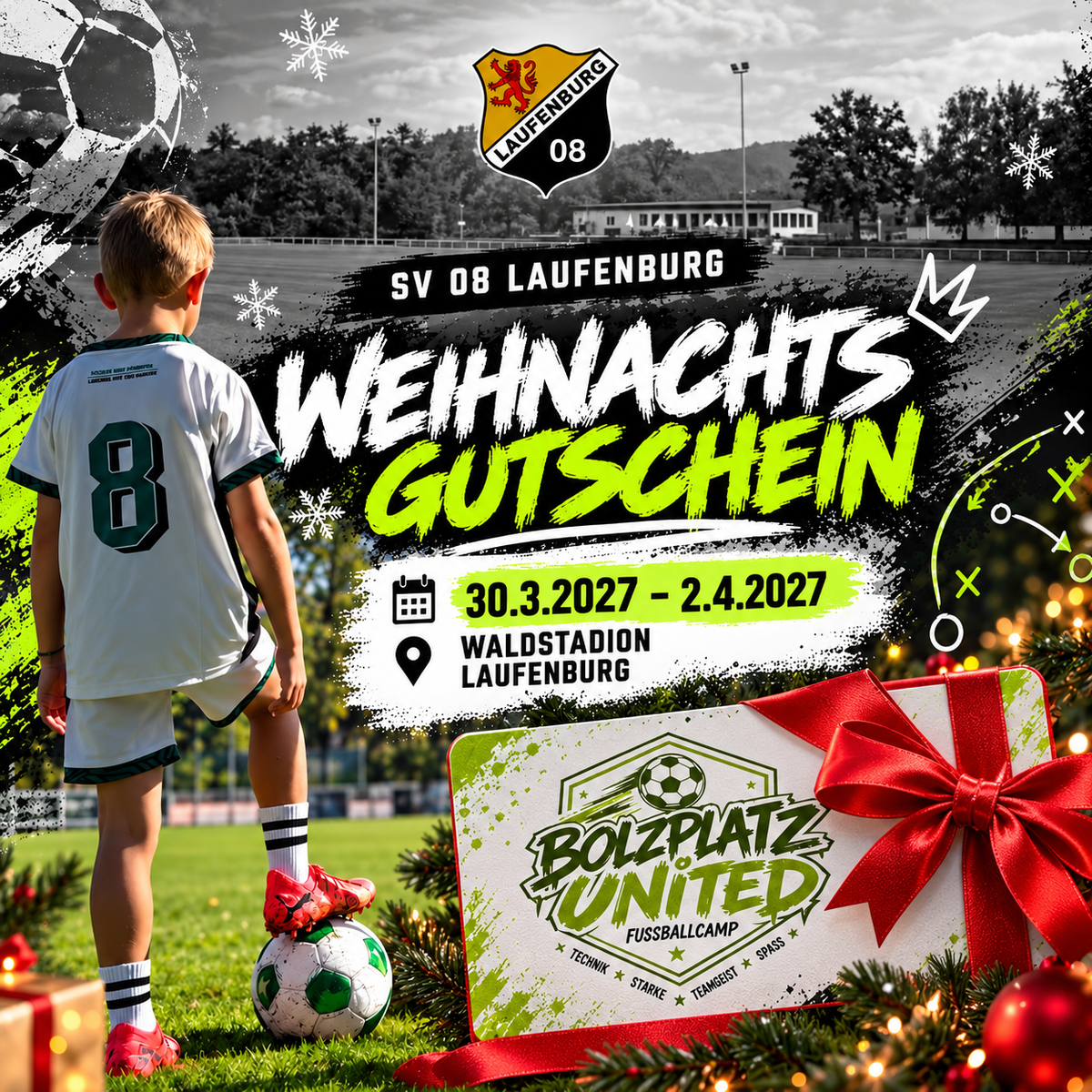 Weihnachtsgutschein – Fußballcamp Laufenburg 2027 – komplettes Camp